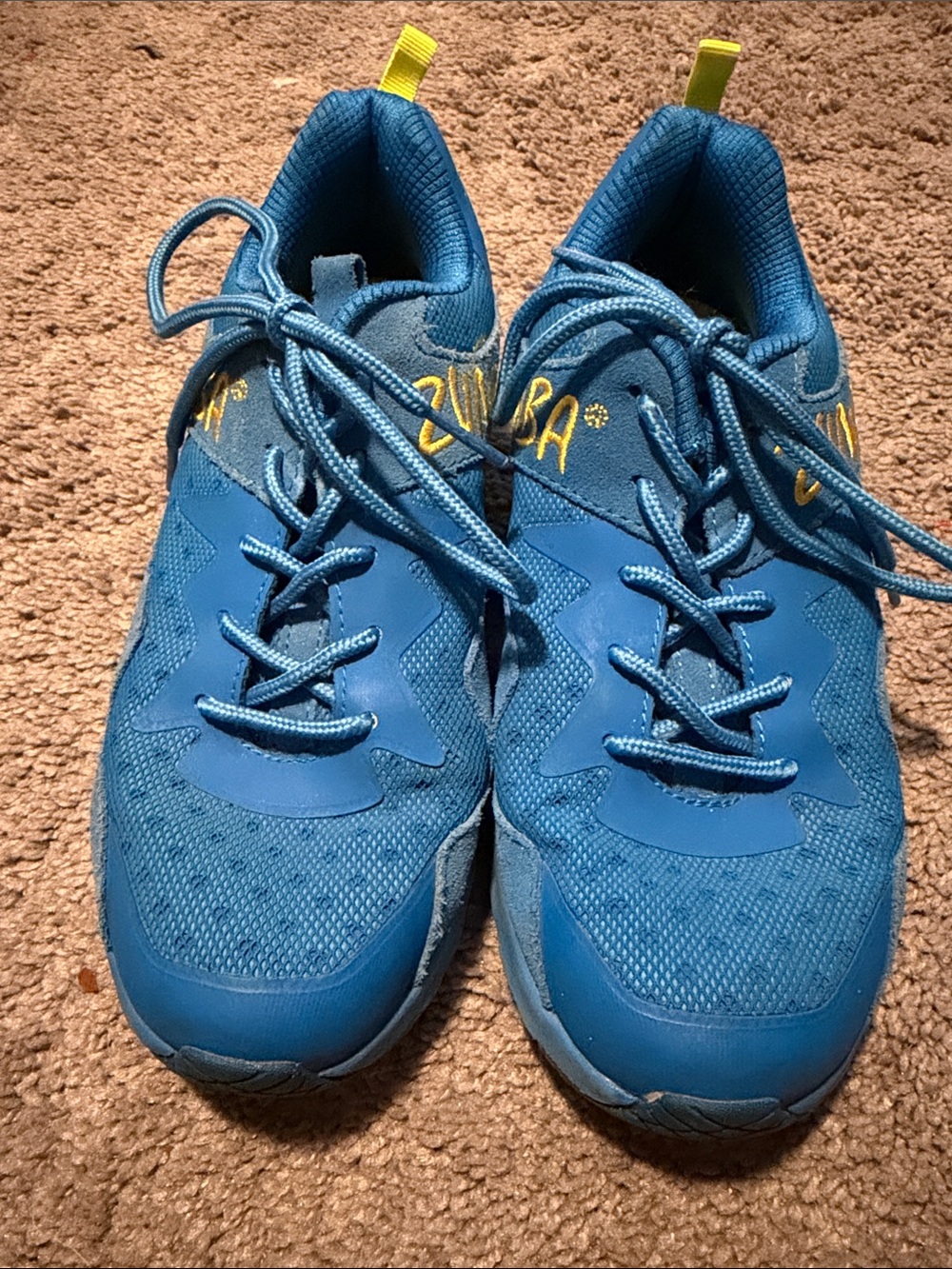 Zumba Blue Athletic Sneakers with Yellow Accents